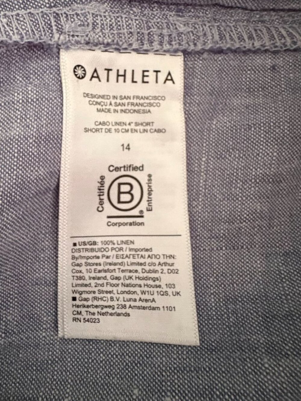 Athleta Cabo Linen Shorts Light Blue Size 14 Drawstring - Picture 8 of 9